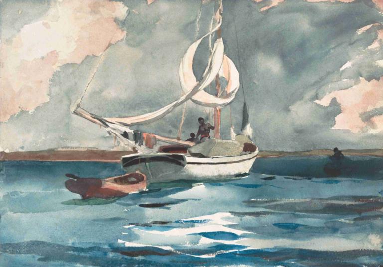 Sloop, Nassau,Demolizione, Nassau,Winslow Homer,Pittura ad olio,Pittura ad olio, moto d'acqua, barca