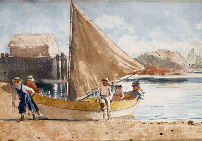 Summertime,L'ora legale,Winslow Homer,Pittura ad olio,Pittura ad olio, moto d'acqua, più ragazzi, barca