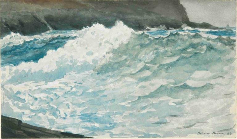 Surf, Prout’s Neck,衝浪，Prout's Neck,Winslow Homer,溫斯洛·荷馬,油畫,油畫, 波浪, 沒有人類, 傳統媒體, 戶外, 繪畫（中）, 海洋, 風景, 水, 水彩（中）