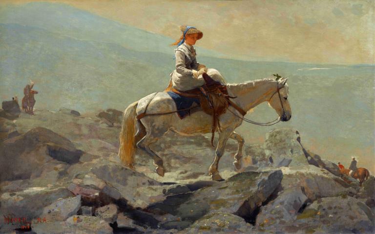 The Bridle Path, White Mountains,Stezka uzdy, Bílé hory,Winslow Homer,Olejomalba,Olejomalba, jezdectví, kůň