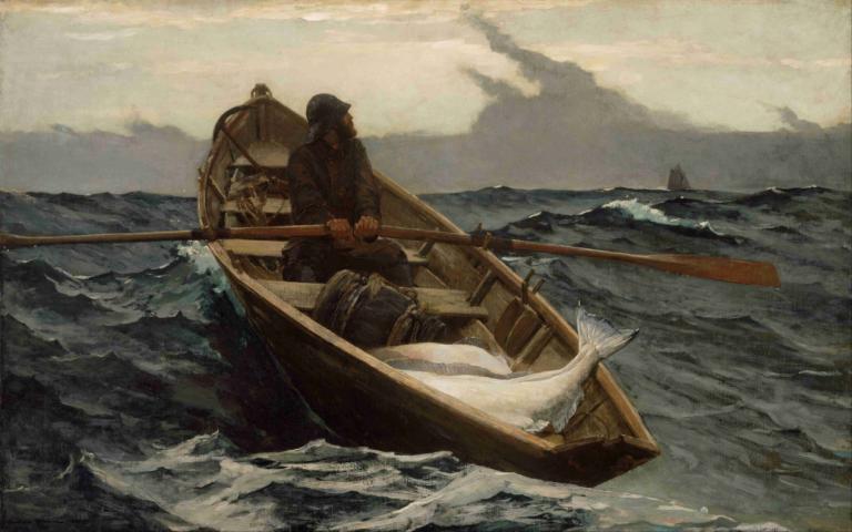 The Fog Warning,Upozornění na mlhu,Winslow Homer,Olejomalba,Olejomalba, plavidlo, loď, oceán, tradiční média