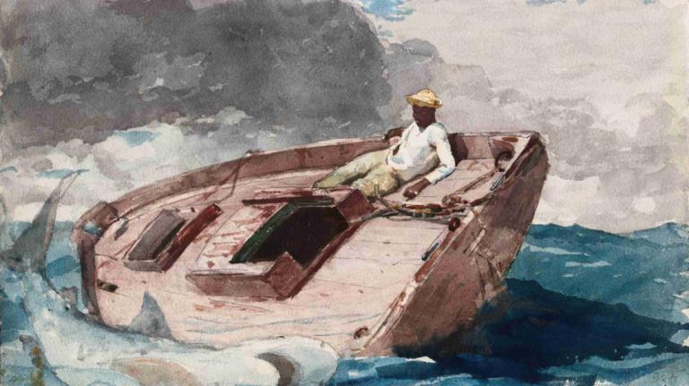 The Gulf Stream,Golfský proud,Winslow Homer,Olejomalba,Olejomalba, sólo, plavidlo, 1 kluk, mužské zaměření