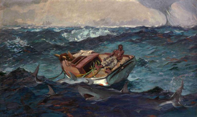 The Gulf Stream,Гольфстрим,Winslow Homer,Уинслоу Гомер,Картина Маслом,Картина Маслом, гидроцикл, лодка, океан