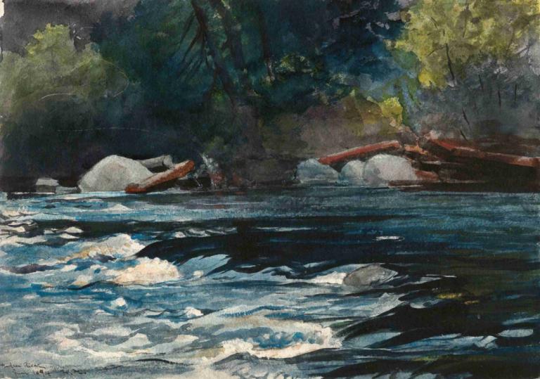 The Rapids, Hudson River, Adirondacks,The Rapids, rzeka Hudson, Adirondacks,Winslow Homer,Obraz olejny