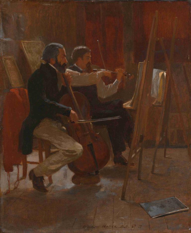 The Studio,Studio,Winslow Homer,Obraz olejny,Obraz olejny, wielu chłopców, 2 chłopców, męskie skupienie