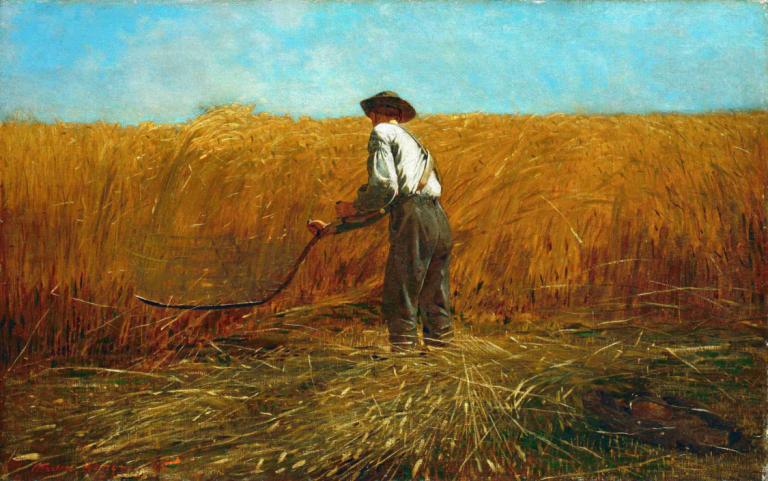 The Veteran in a New Field,Veteraani uudella alalla,Winslow Homer,Öljymaalaus,Öljymaalaus, yksin, ulkona, ala