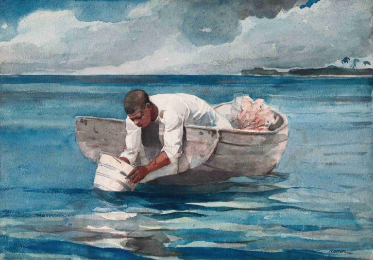 The Water Fan,Wentylator wodny,Winslow Homer,Obraz olejny,Obraz olejny, jednostka pływająca, łódź