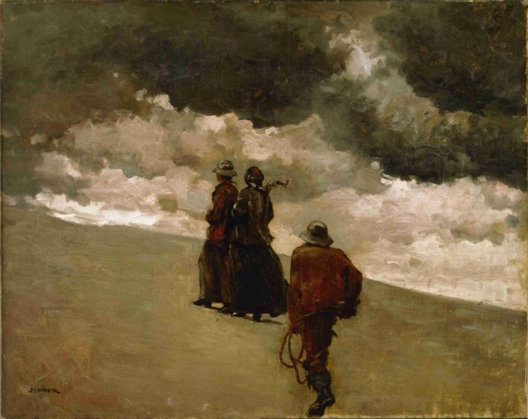 To the Rescue,Na ratunek,Winslow Homer,Obraz olejny,Obraz olejny, wielu chłopców, Chmura, niebo, kapelusz