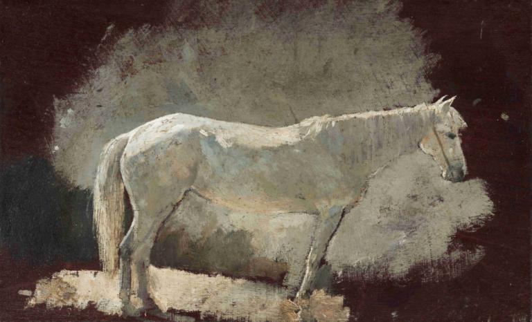 White Mare,Vit märr,Winslow Homer,Oljemålning,Oljemålning, inga människor, målning (medium), från sidan