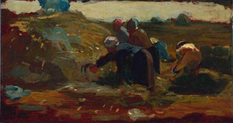 Women Working in a Field,Kvinnor som arbetar på ett fält,Winslow Homer,Oljemålning,Oljemålning